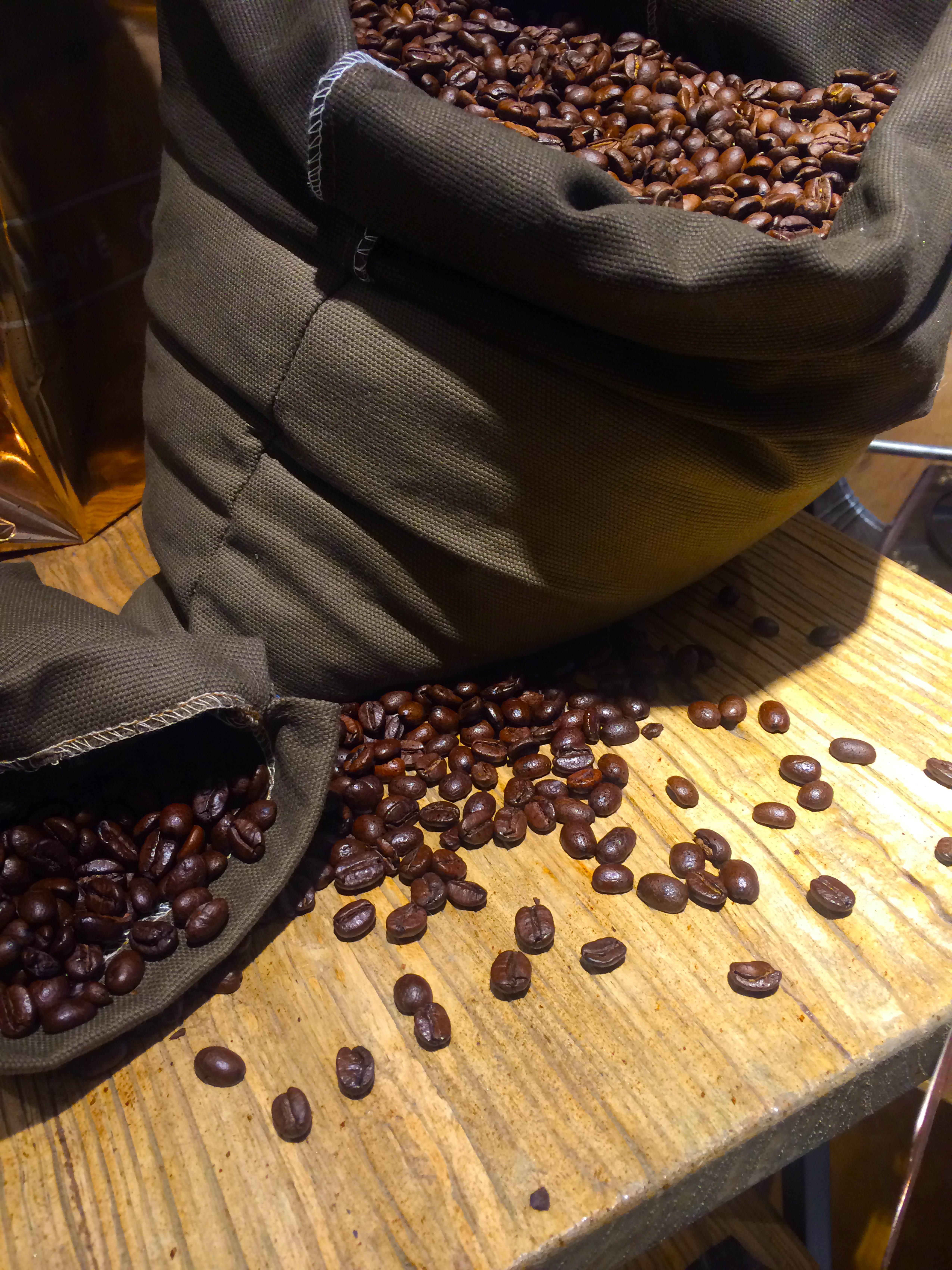 coffee beans on bags